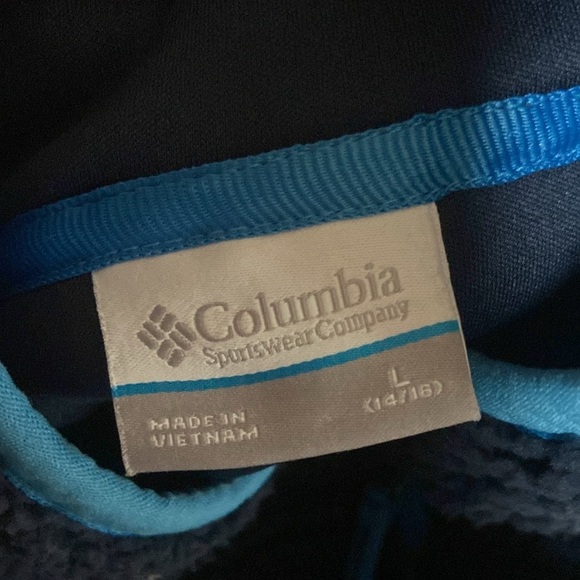 Columbia Full Zip Fleece Sherpa Jacket Sz L Kids 14-16 Navy Blue - Picture 3 of 3